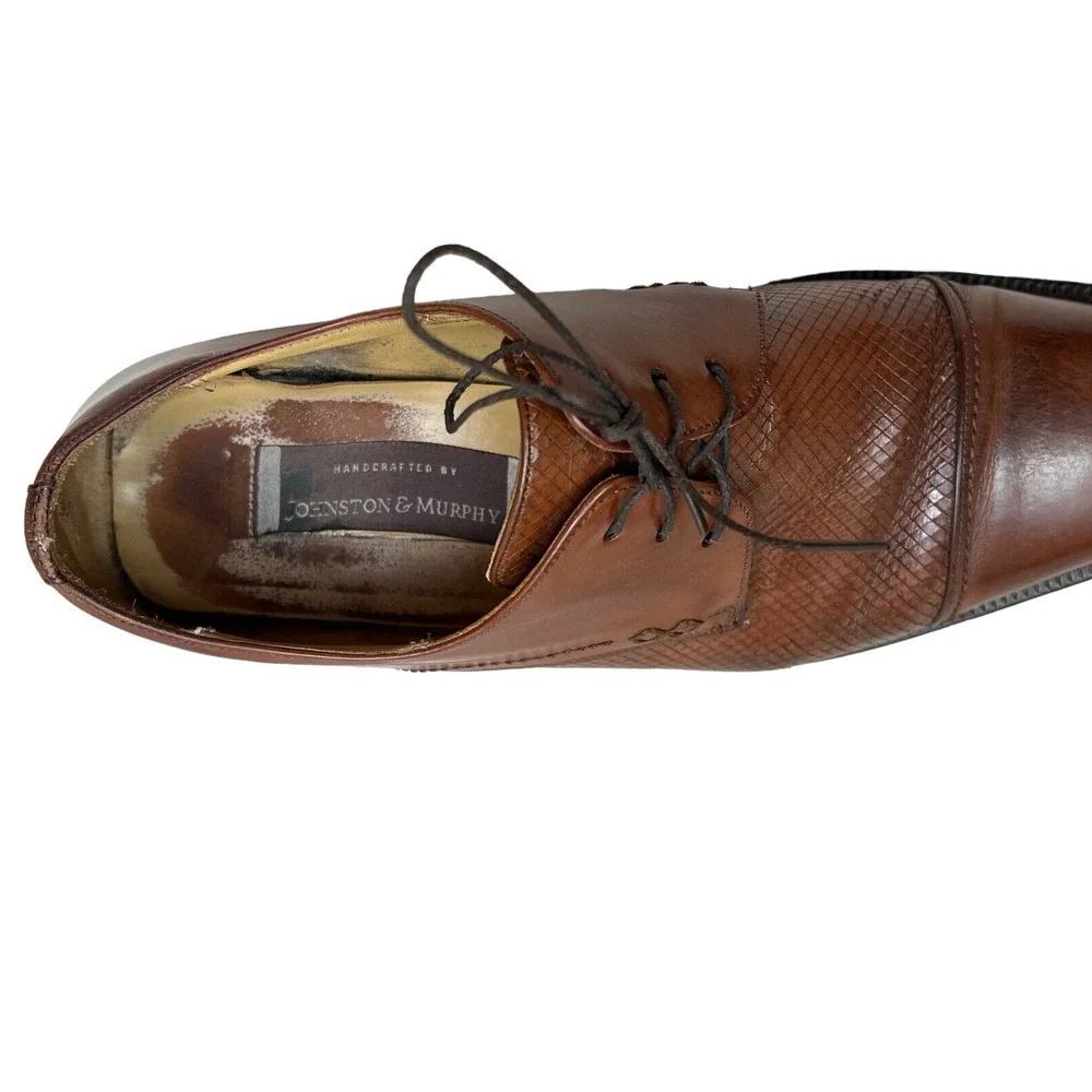 Johnston & Murphy Oxfords Dress Shoes Brown Leather Cap Toe Lace Up Men Size 9.5